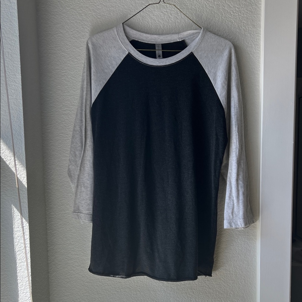 Next Level Apparel Black and Gray Long Sleeve Tee